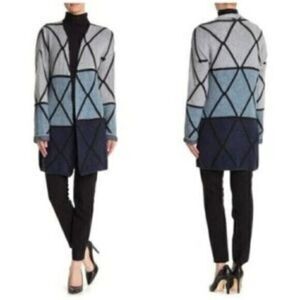 Joseph A Ombre Grid Blue Cardigan Small NWT